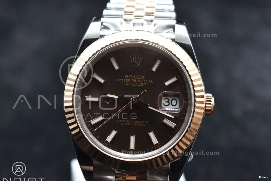 1:1 Best 904L SS Dial Stick Bracelet VR3235 on Steel Clean Edition Brown 41 DateJust RG 126333 Jubilee 0409